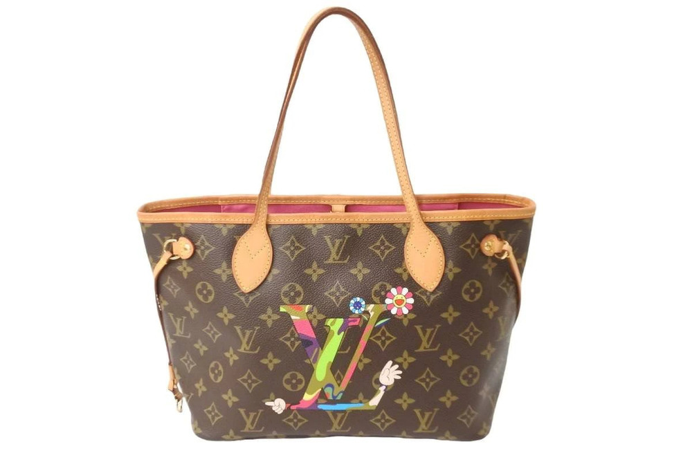 Louis Vuitton Takashi Murakami Monogram Neverfull Tote Bag Brown Multicolor